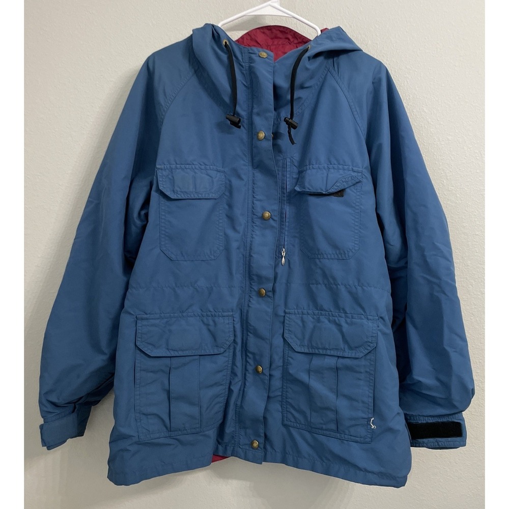 Vintage REI Gore-Tex Jacket Womens Large bLUE Parka Waterproof 90s Hood 16